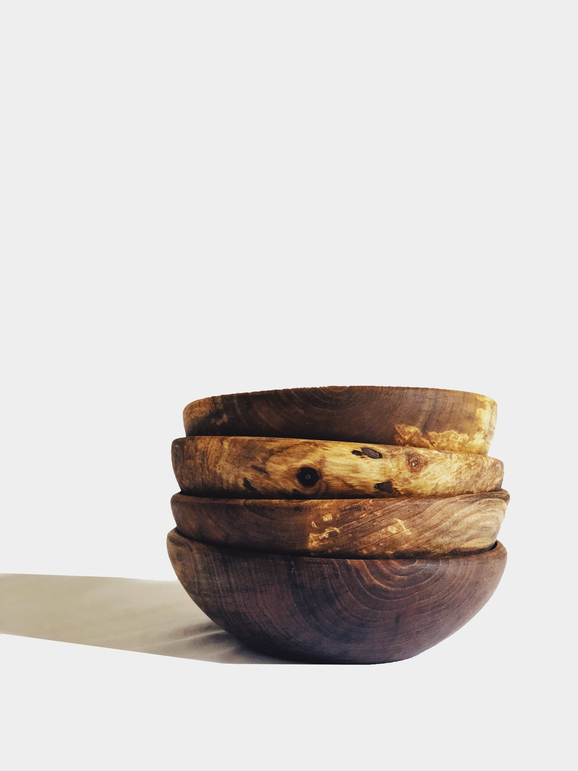 Walnut Wood Bowl Set x 4