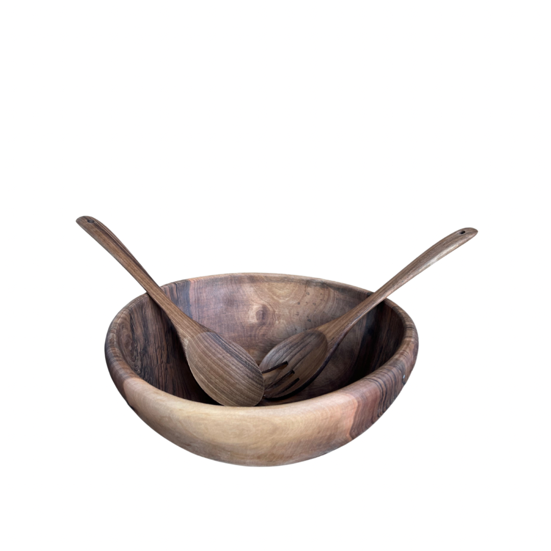 Walnut Wood Salad Bowl - Large
