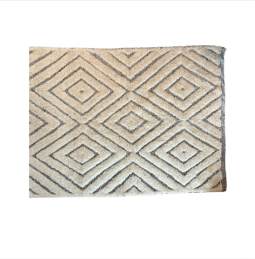 White Rug With Diamond Pattern Charles Rug – Diamond Pattern Ivory Wool Rug with High-Low Texture
