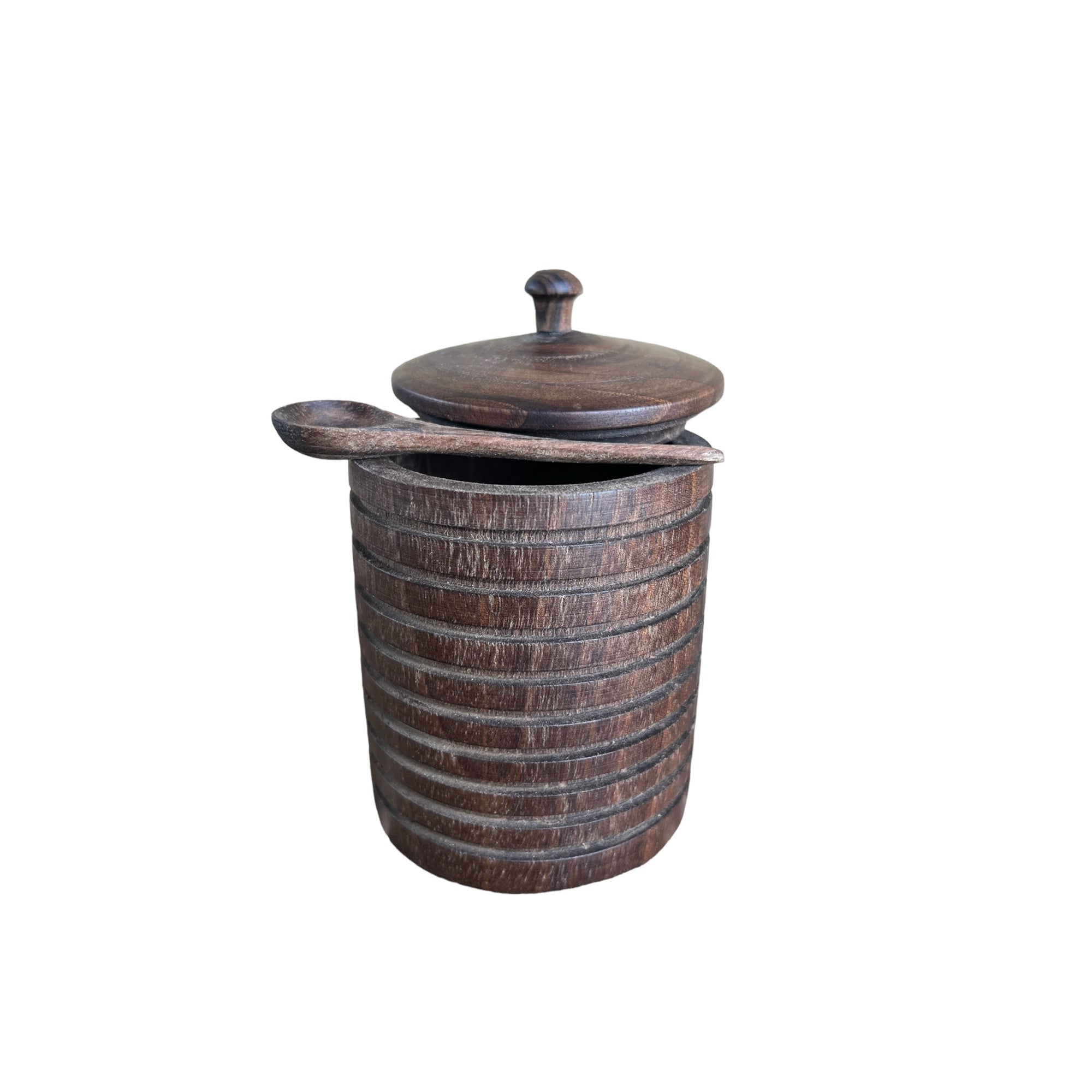 Walnut Wood Sugar Keeper Set w/ Spoon