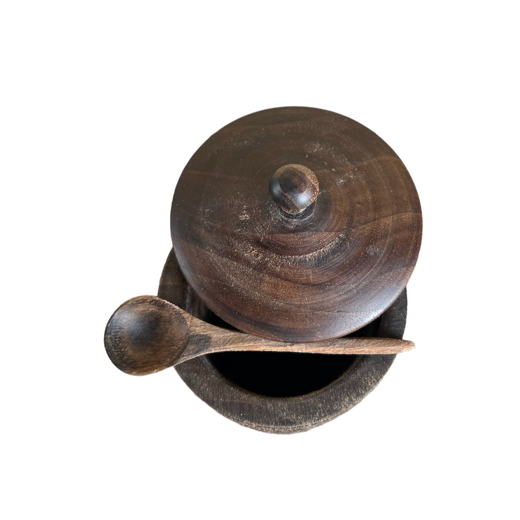 Walnut Wood Sugar Keeper Set w/ Spoon