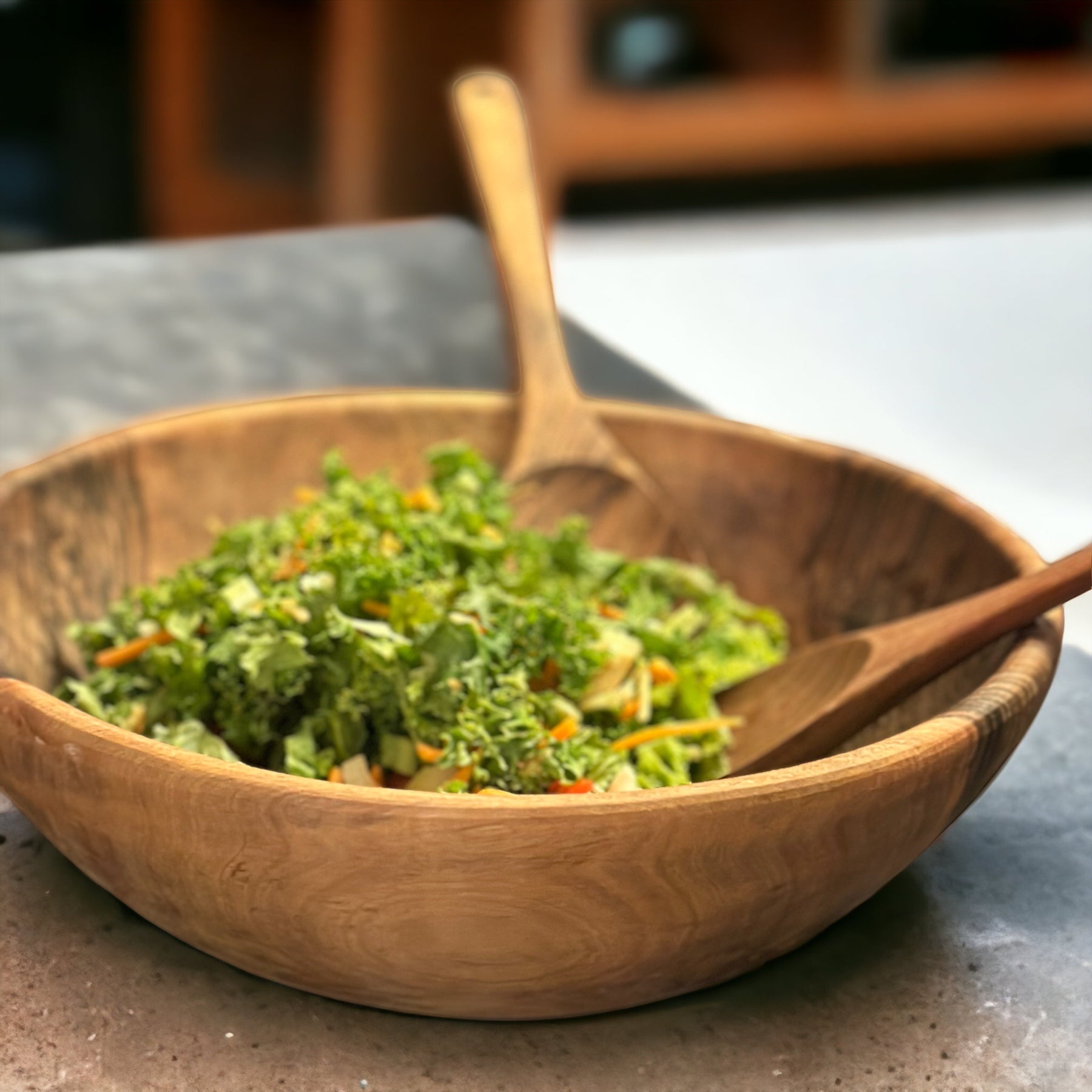 Walnut Wood Salad Bowl - Large