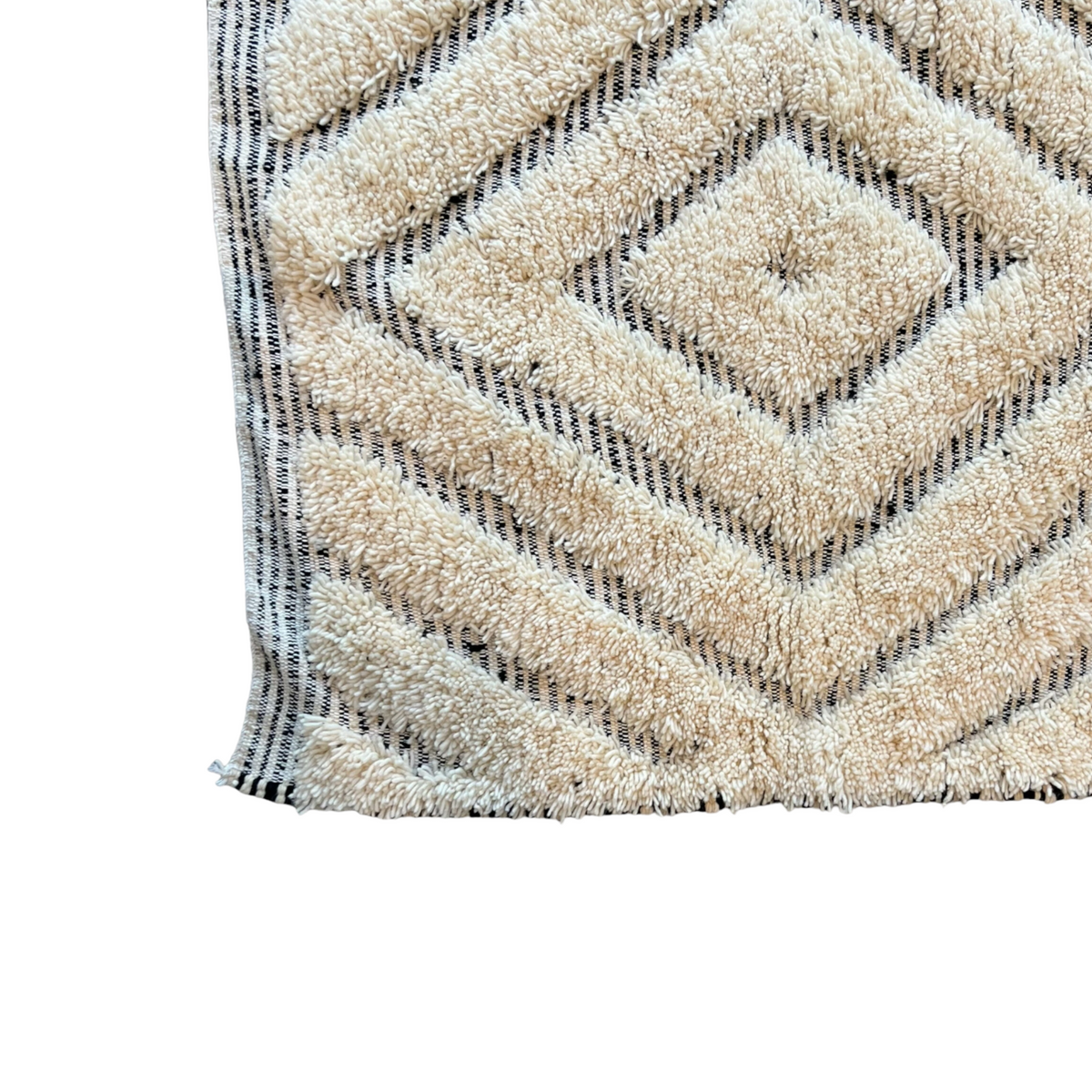 White Rug With Diamond Pattern Charles Rug – Diamond Pattern Ivory Wool Rug with High-Low Texture