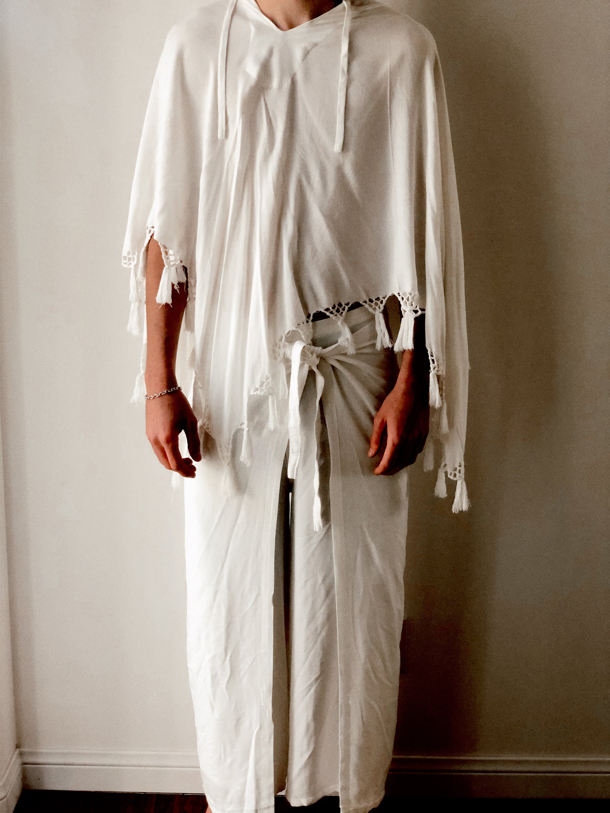 Linen Poncho - Hooded Style