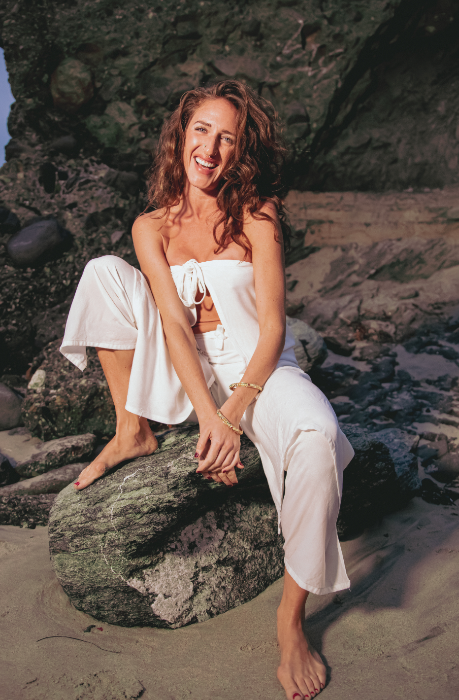 Tie Around Pants - White - Cotton